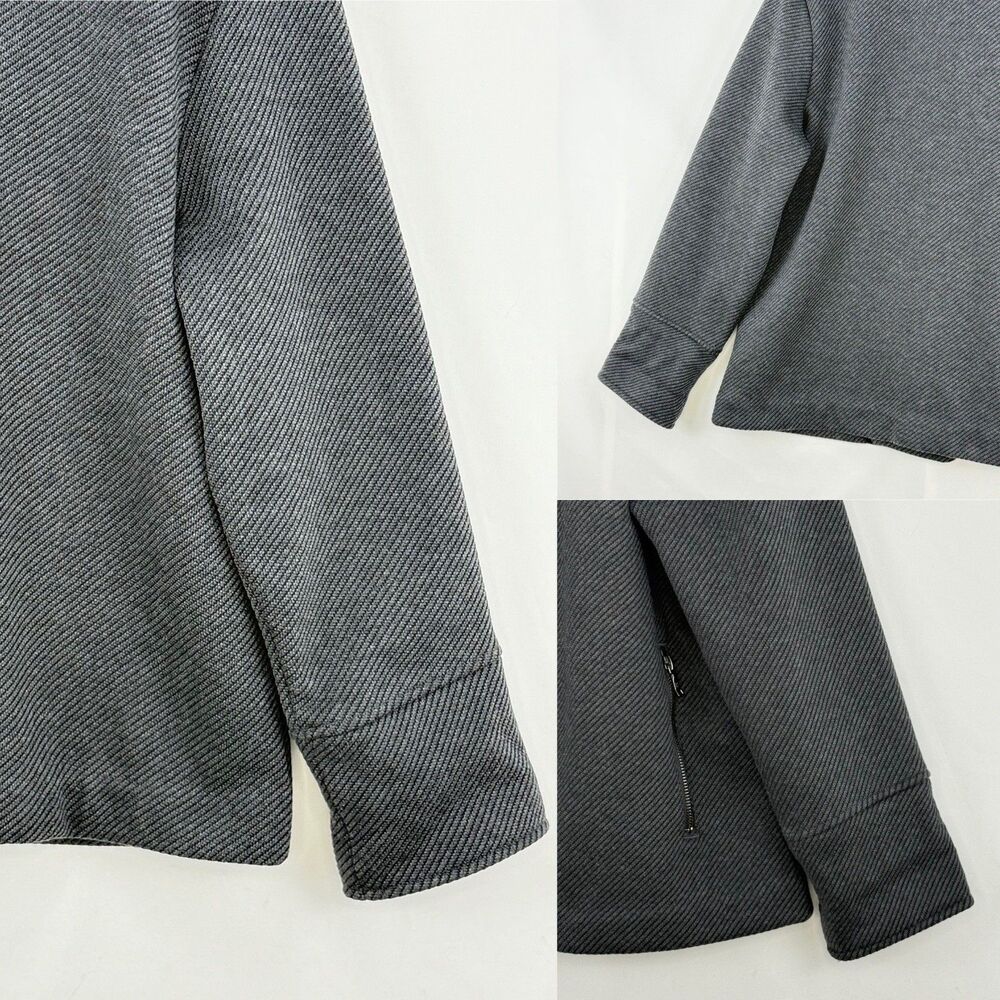 Banana Republic Dark Charcoal Size M Brushed Twill Knit Moto Jacket Coat Cropped - Picture 10 of 16